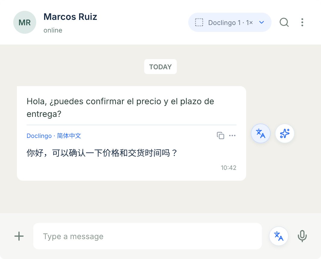 Illustration des messages originaux et traduits dans WhatsApp Web